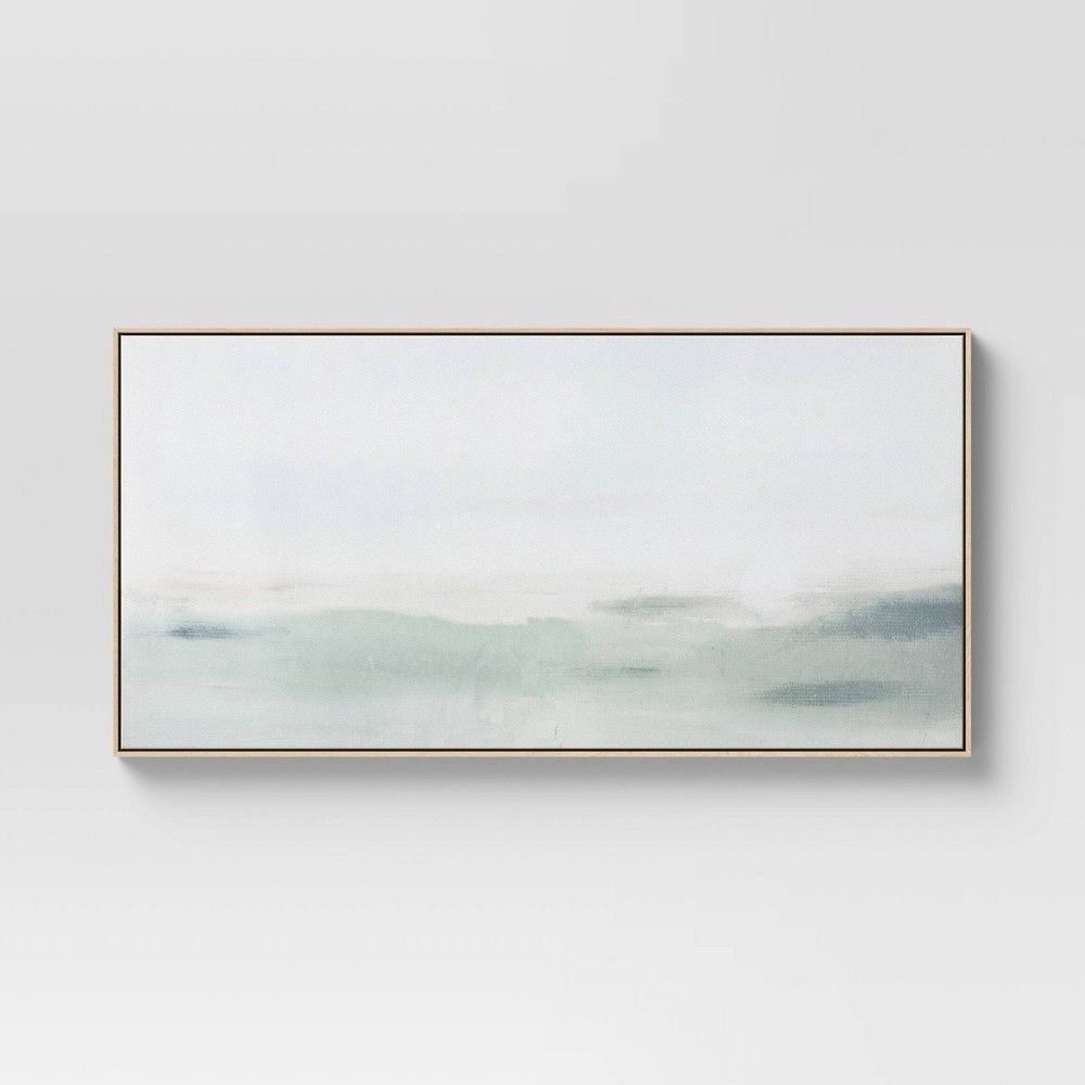 Threshold 47x24 Haze Framed Wall Canvas Neutral Modern Abstract Wall Art NEW